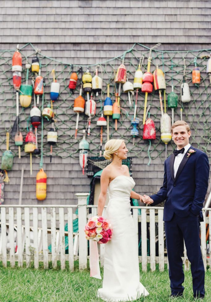 wedding bridal photo with buoys