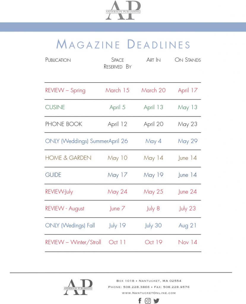 nantucket publications advertising deadlines 2021